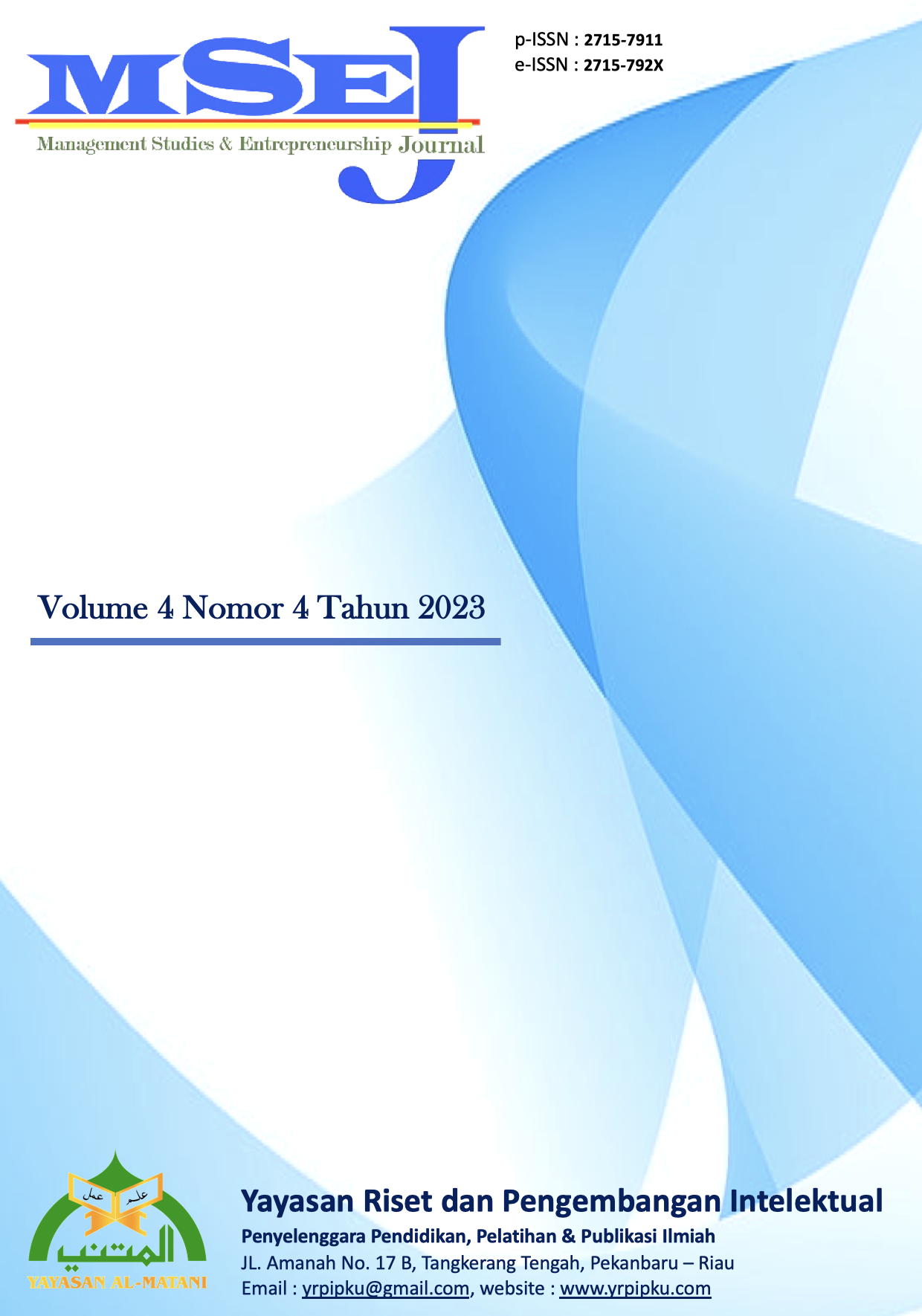 					View Vol. 4 No. 4 (2023): Management Studies and Entrepreneurship Journal (MSEJ)
				