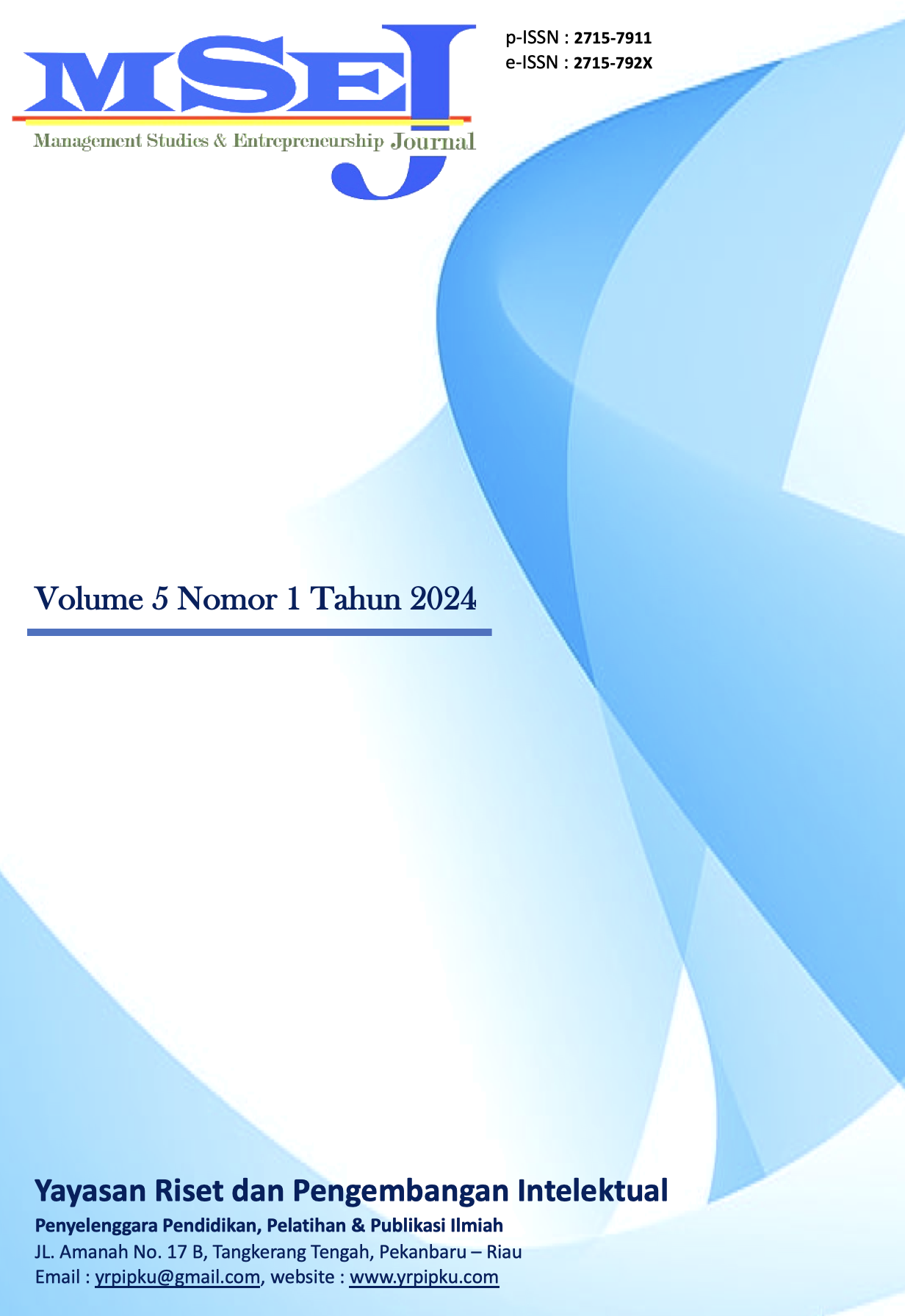 					View Vol. 5 No. 1 (2024): Management Studies and Entrepreneurship Journal (MSEJ)
				